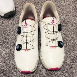 Women's White and Pink Athletic Shoes